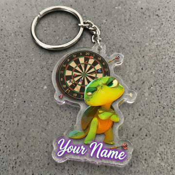 Maxcorners Cute Turtle Dartboard Attitude Cartoon Multicolor Options Personalized Name, Your Name 3D Keychain