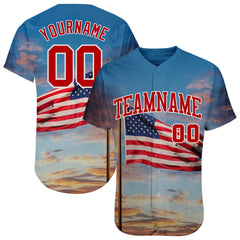 Maxcorners Custom Camo Olive-Cream 3D American Flag Premium Salute To Service Baseball Jersey LM0210