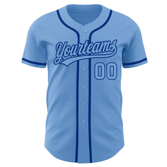 Maxcorners Custom Light Blue Light Blue-Royal Authentic Baseball Jersey LM2605