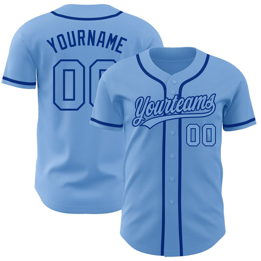 Maxcorners Custom Light Blue Light Blue-Royal Authentic Baseball Jersey LM2605