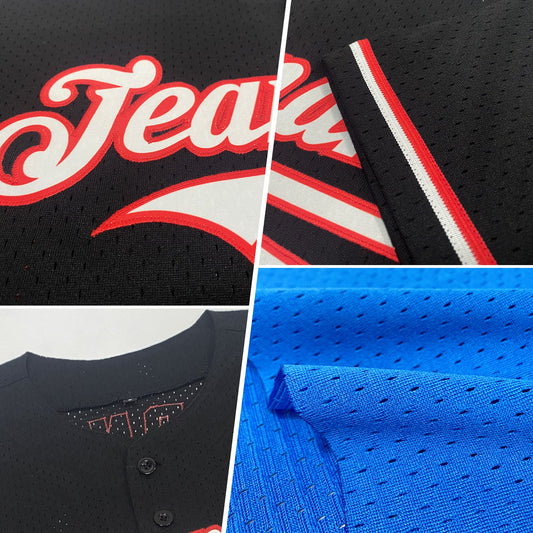 Maxcorners Custom Light Blue White Mesh Authentic Throwback Baseball Jersey LM2605