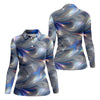 Maxcorners Silver Marble Golf Shirt, Futuristic Holographic Wave Pattern, Golf Shirt For Women LM1507