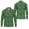 Maxcorners St Patrick's Day Leprechaun Golf Pose Rainbow Gold Pot Shamrock Golf Shirt, Golf Tops For Men, Golf Shirts For Men