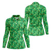 Maxcorners Shamrock St Patrick's Day Light Green Golf Shirt, Women's Golf Tops, Ladies Golf Polos, Women's Polo Shirt