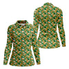 Maxcorners Naughty Fun Adult Humor St Patrick's Day Golf Shirt, Green Orange White Women's Golf Tops, Ladies Golf Shirts