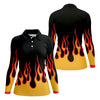 Maxcorners Retro Flame Fire Pattern Golf Shirt, Women's Golf Shirt, Hawaiian Golf Shirt LM1507
