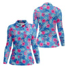 Maxcorners Blue Hibiscus Disc Golf Polo Shirt, Golf Tops For Women, Women’s Golf Polo LM1507