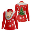 Maxcorners Funny Santa Costume Snowflake Christmas Golf Shirt, Women's Golf Tops, Printed Golf Shirt LM1507