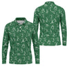 Maxcorners Stick Figure Golf Pose Shamrock Golf Shirt, St Patrick's Day Golf Tops For Men, Polo Shirts For Men