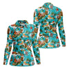 Maxcorners Women's Funny Surfing Santa Hawaiian Golf Shirt, Christmas Golf Shirt, Women’s Golf Polo LM1507