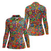 Maxcorners Colorful Abstract Circle Pattern Polo Shirt, Printed Golf Shirt, Hawaiian Golf Shirt, Women’s Golf Tops LM1507
