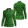 Maxcorners Four Leaf Clovers Golden Horseshoes St Patrick's Day Golf Shirt, Women's Golf Tops, Ladies Golf Polos
