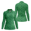 Maxcorners Dark Green Golf Items Seamless Pattern St. Patrick’s Day Shamrock Golf Shirt, Women's Golf Tops, Ladies Golf Polos