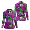 Maxcorners Pink Purple Retro Flower Power Golf Shirt, Women’s Golf Apparel, Hawaiian Golf Shirt, Golf Polo For Women LM1507