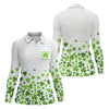 Maxcorners Shenanigans Coordinator Golf Ball Pattern St Patrick Day White Golf Shirt, Women's Golf Tops, Ladies Golf Polos