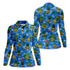 Maxcorners Pineapple Skull Golf Shirt, Tropical Island Volcano Pattern, Golf Shirt For Women LM1507