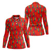 Maxcorners Red Parrot Sunglasses Cocktail Pattern Golf Shirt, Hawaiian Golf Shirt, Golf Tops For Women, Women’s Golf Apparel LM1507