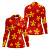 Maxcorners Red Hawaiian Floral Sleeveless Golf Polo, Women’s Sleeveless Golf Shirt, Golf Polo For Women LM1507