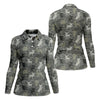 Maxcorners Grey Camo Chihuahua Dog Pattern Golf Polo Shirt, Women's Golf Shirt, Ladies Polo Shirt, Womens Golf Top LM1507