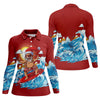 Maxcorners Women's Funny Santa Surfing Golf Shirt, Christmas Golf Shirt, Women’s Golf Apparel LM1507