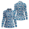 Maxcorners Japanese Wave Art Hawaiian Golf Shirt, Summer Ocean Women's Golf Tops, Ladies Golf Shirts LM1507