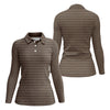 Maxcorners Cream Text Pattern Golf Polo Shirt, Golf Shirts For Women, Women’s Golf Apparel Beige LM1507