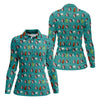 Maxcorners Teal Custom Photo Golf Icons Polo Shirt, Golf Tops For Women, Printed Golf Shirt LM1507