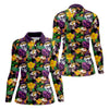 Maxcorners Tropical Sugar Skull Floral Golf Polo Shirt, Golf Tops For Women, Performance Golf Shirt LM1507