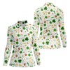 Maxcorners St Patrick's Day Beer Golden Horseshoes Shamrock Golf Shirt, Women's Golf Tops, Ladies Golf Polos