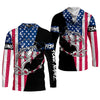 Maxcorners American Flag Fishing Shirt, Personalized Bass Fishing UPF Long Sleeve Shirt for Men