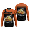Maxcorners Funny Middle Finger, Personalized Fishing Shirt, Savage Angler Long Sleeve for Men, Fishing Shirts For Men