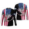 Maxcorners American Flag Fishing Shirt, Personalized Bass Fishing UPF Long Sleeve Shirt for Men