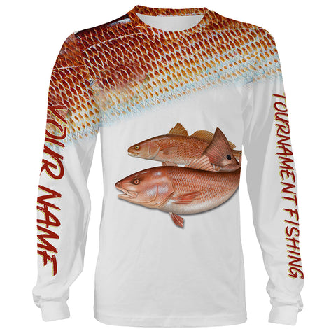 Maxcorners Personalized Red Fish Puppy Drum Tournament Fishing 3D Hoodie