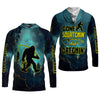 Maxcorners Gone Squatchin And Catching Night Forest Performance Fishing Shirts, SPF Shirt For Men, Gift For Fisherman