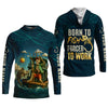 Maxcorners Born To Fish Forced To Work Funny Skeleton Fishing UPF Shirts, Presents For Fishermen, Men's Fishing Shirt