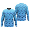 Maxcorners Swordfish Pattern Blue Fishing Shirt, Cute Fishing Outfits, SPF Shirt For Men, Men's Fishing Shirt