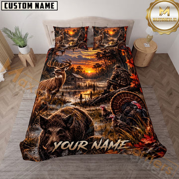 Maxcorners Hunting Wildlife Outdoor Personalized Name Multiple Options 3D Printed Bedding Set