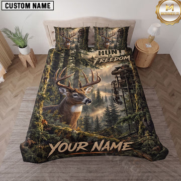 Maxcorners Hunting Autumn Mountain Wildlife Personalized Name Multiple Options 3D Printed Bedding Set