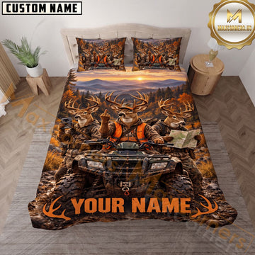 Maxcorners Deer Hunting ATV Outdoor Adventure Personalized Name 3D Bedding Set