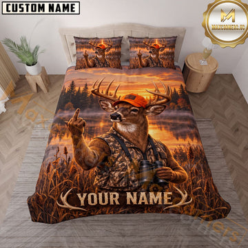 Maxcorners Deer Hunting Sunset Marsh Personalized Name 3D Bedding Set