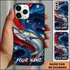 Maxcorners American Flag Wave Custom Name Fishing Phone Case