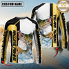 Maxcorners Fishing Golden Premium Dynamic Strike Sport Jersey Personalized Name, Team Name Long Sleeve Shirt (8 Fish Species)