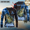 Maxcorners Mahi-Mahi Fishing Blue Flame Smoke Line Premium Style Sport Jersey Personalized Name, Team Name Long Sleeve Shirt (8 Fish Species)