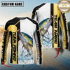 Maxcorners Fishing Golden Premium Dynamic Strike Sport Jersey Personalized Name, Team Name Long Sleeve Shirt (8 Fish Species)