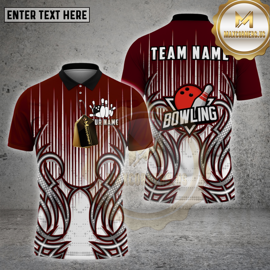 Maxcorners Bowling Shirt Abstract Flame Strike Pattern Multicolor Options Personalized Name, Team Name 3D Shirt (4 Colors