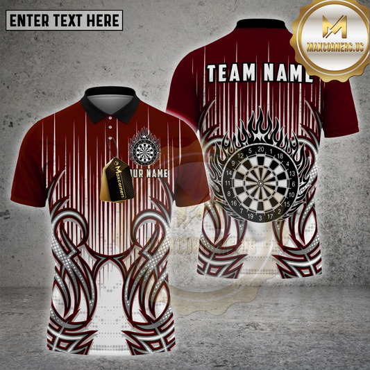 Maxcorners Darts Shirt Flaming Dartboard Fire Ring Tribal Multicolor Options Personalized Name, Team Name 3D Shirt (4 Color