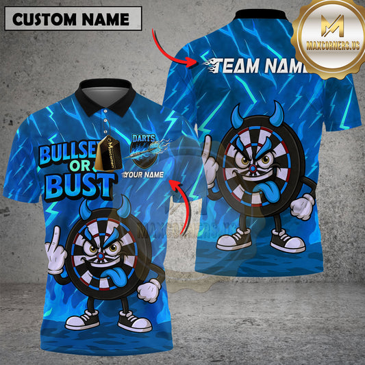 Maxcorners Darts Shirt Devil Cartoon Dartboard Bullseye Multicolor Options Personalized Name, Team Name 3D Shirt (4 Colors)