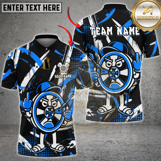 Maxcorners Darts Shirt Funny Cartoon Dartboard Multicolor Options Personalized Name, Team Name 3D Shirt (4 Colors)