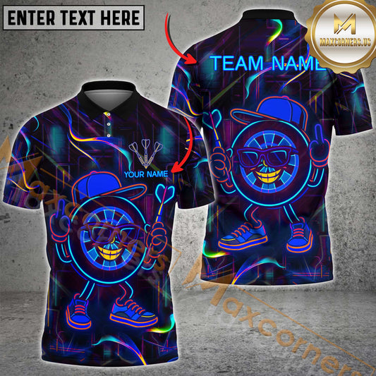 Maxcorners Neon Dartboard Swag Multicolor Options Personalized Name, Team Name 3D Shirt (4 Colors)