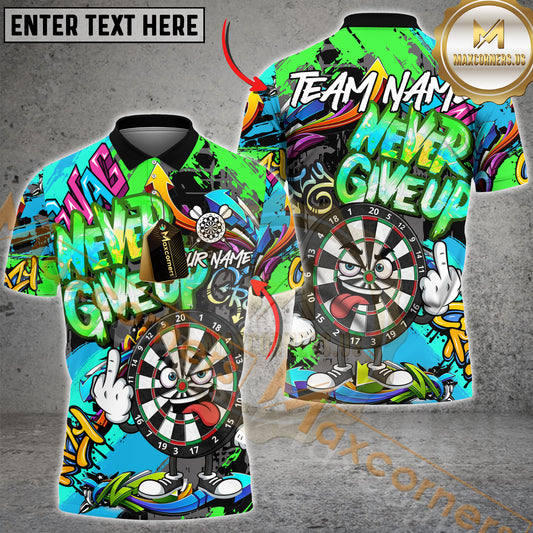 Maxcorners Dartboard Graffiti Never Give Up Style Multicolor Options Personalized Name, Team Name 3D Shirt (4 Colors)